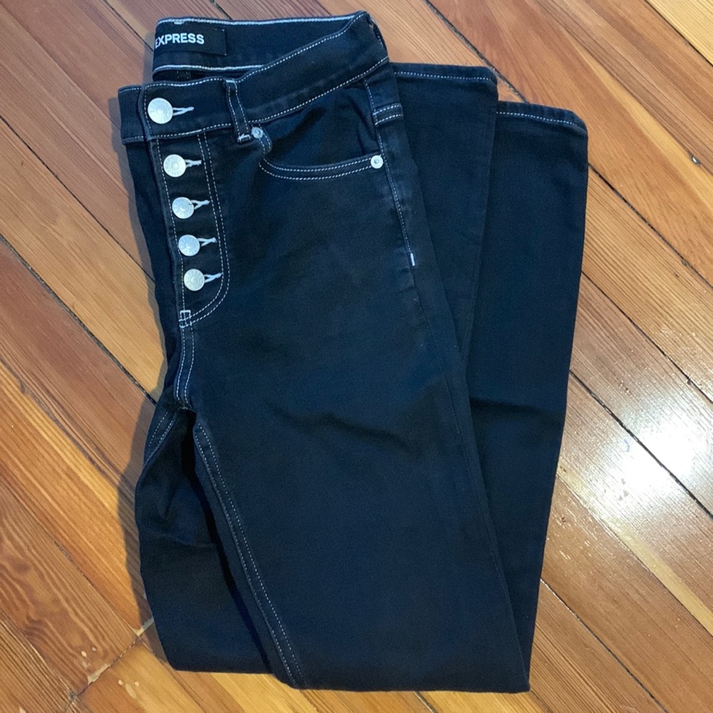 Contrast stitching skinny jeans